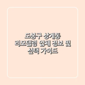 도봉구 상계동 리모델링: 업체 정보 및 선택 가이드