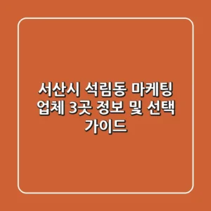 서산시 석림동 마케팅 업체 3곳 정보 및 선택 가이드