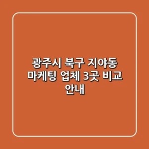광주시 북구 지야동 마케팅 업체 3곳 비교 안내