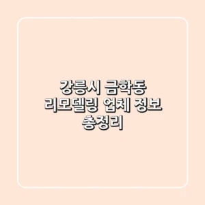 강릉시 금학동 리모델링 업체 정보 총정리