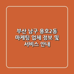 부산 남구 용호2동 마케팅 업체 정보 및 서비스 안내