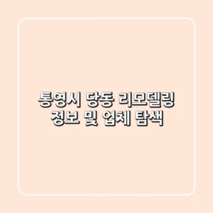 통영시 당동 리모델링 정보 및 업체 탐색