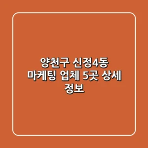 양천구 신정4동 마케팅 업체 5곳 상세 정보