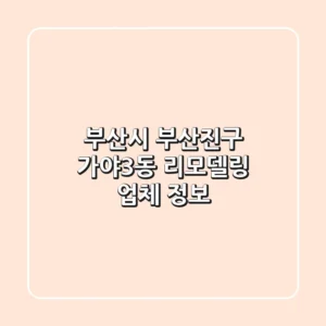 부산시 부산진구 가야3동 리모델링 업체 정보
