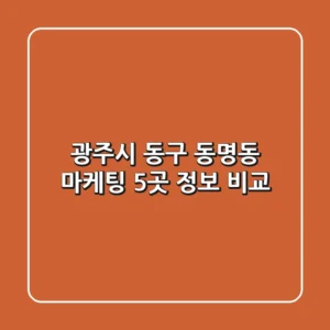 광주시 동구 동명동 마케팅 5곳 정보 비교