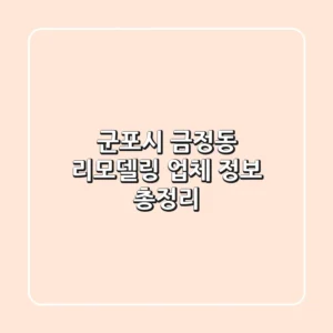 군포시 금정동 리모델링 업체 정보 총정리