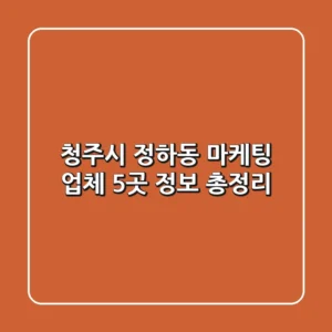 청주시 정하동 마케팅 업체 5곳 정보 총정리