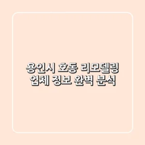 용인시 호동 리모델링 업체 정보 완벽 분석