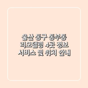 울산 동구 동부동 리모델링 4곳 정보 - 서비스 및 위치 안내
