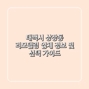 태백시 상장동 리모델링 업체 정보 및 선택 가이드