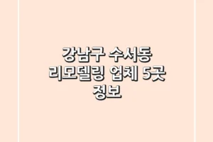 강남구 수서동 리모델링 업체 5곳 정보