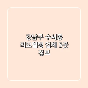 강남구 수서동 리모델링 업체 5곳 정보