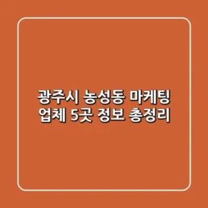 광주시 농성동 마케팅 업체 5곳 정보 총정리