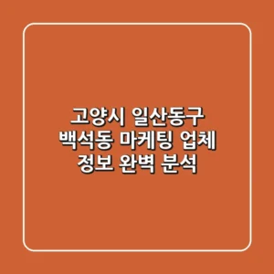고양시 일산동구 백석동 마케팅 업체 정보 완벽 분석